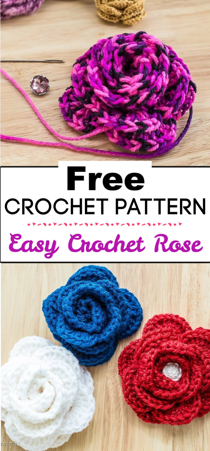 11 Free Easy Rose Crochet Pattern - Crochet with Patterns